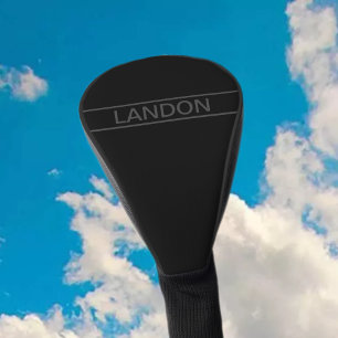 Customisable Text Bold Modern Black & Dark Grey Golf Head Cover