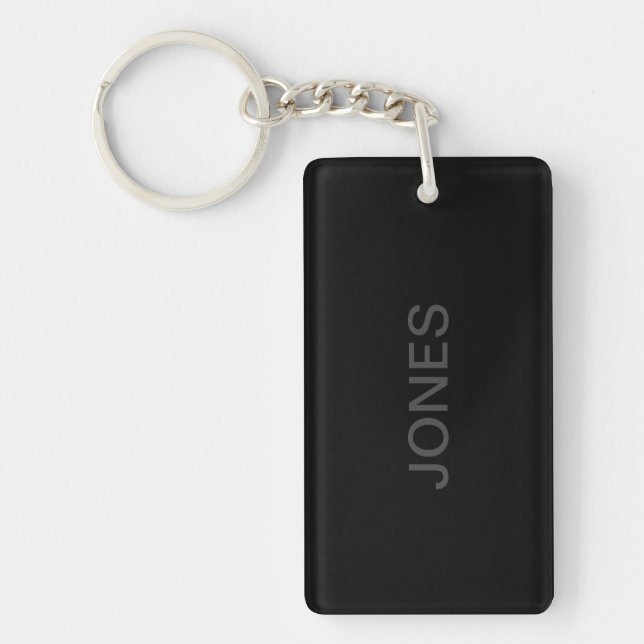 Customisable Text | Bold Modern Black & Dark Grey Key Ring (Front)