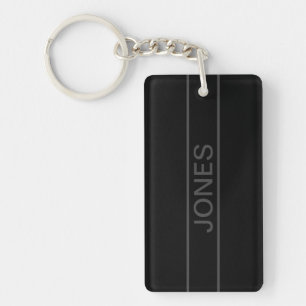 Customisable Text   Bold Modern Black & Dark Grey Key Ring