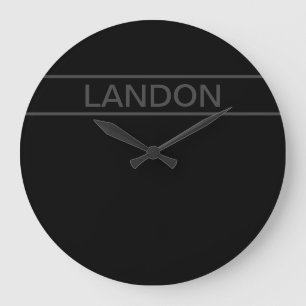Customisable Text   Bold Modern Black & Dark Grey Large Clock