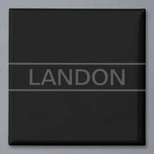 Customisable Text   Bold Modern Black & Dark Grey Magnet