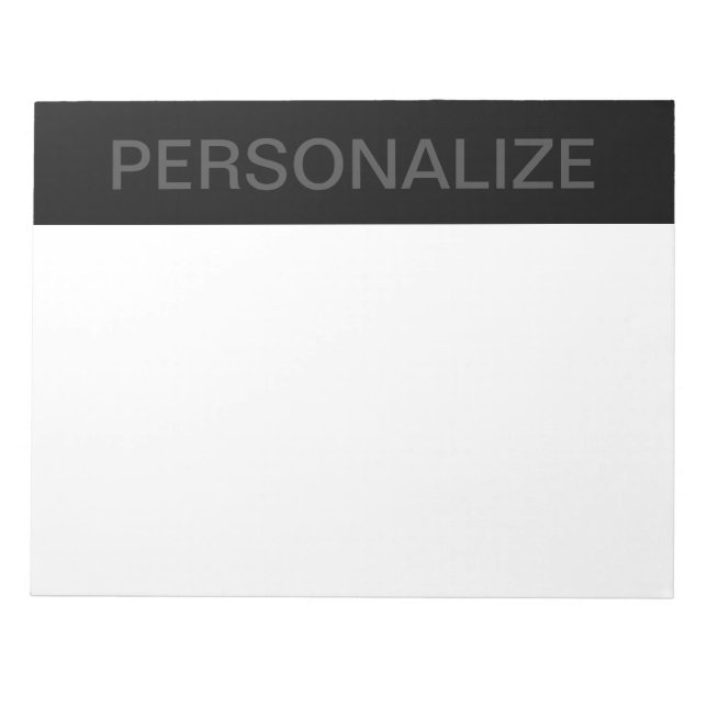 Customisable Text | Bold Modern Black & Dark Grey Notepad (Front)
