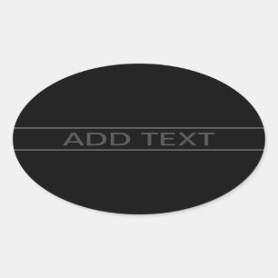 Customisable Text   Bold Modern Black & Dark Grey Oval Sticker