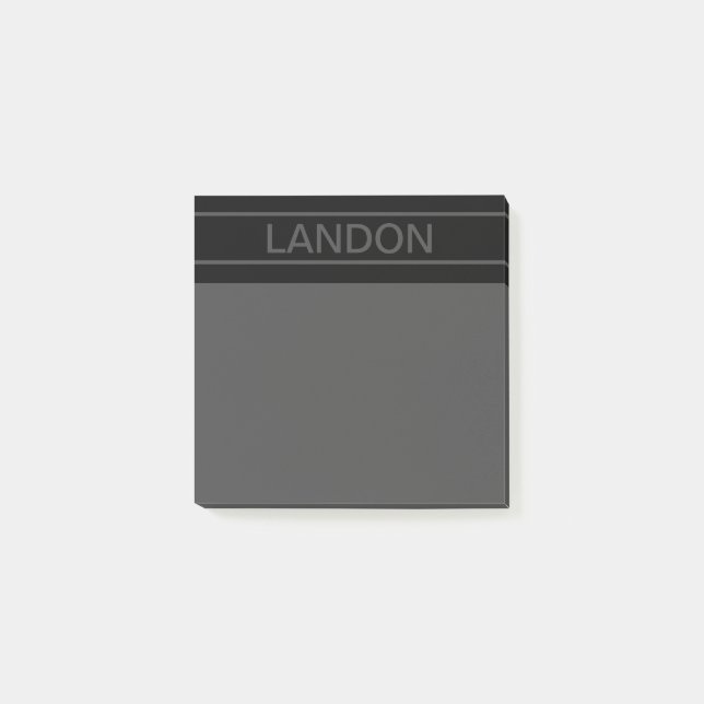 Customisable Text | Bold Modern Black & Dark Grey Post-it Notes (Front)