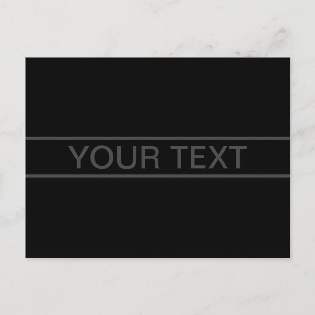 Customisable Text | Bold Modern Black & Dark Grey Postcard (Front)