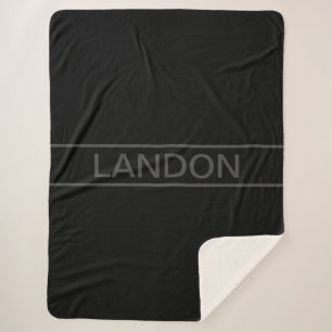 Customisable Text   Bold Modern Black & Dark Grey Sherpa Blanket