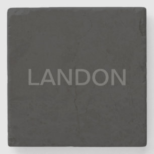 Customisable Text   Bold Modern Black & Dark Grey Stone Coaster