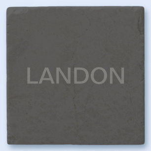 Customisable Text   Bold Modern Black & Dark Grey Stone Coaster