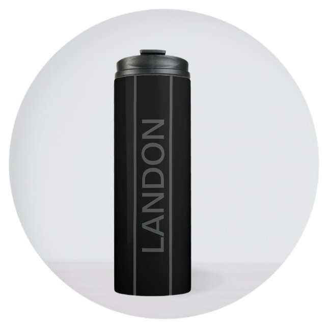 Customisable Text | Bold Modern Black & Dark Grey Thermal Tumbler (Creator Uploaded)