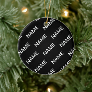 Customisable Text   Bold Modern Black & White Ceramic Ornament