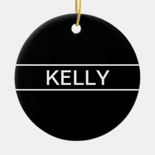 Customisable Text   Bold Modern Black & White Ceramic Ornament
