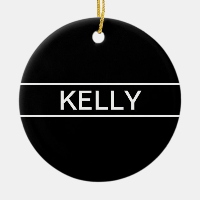 Customisable Text | Bold Modern Black & White Ceramic Ornament (Front)