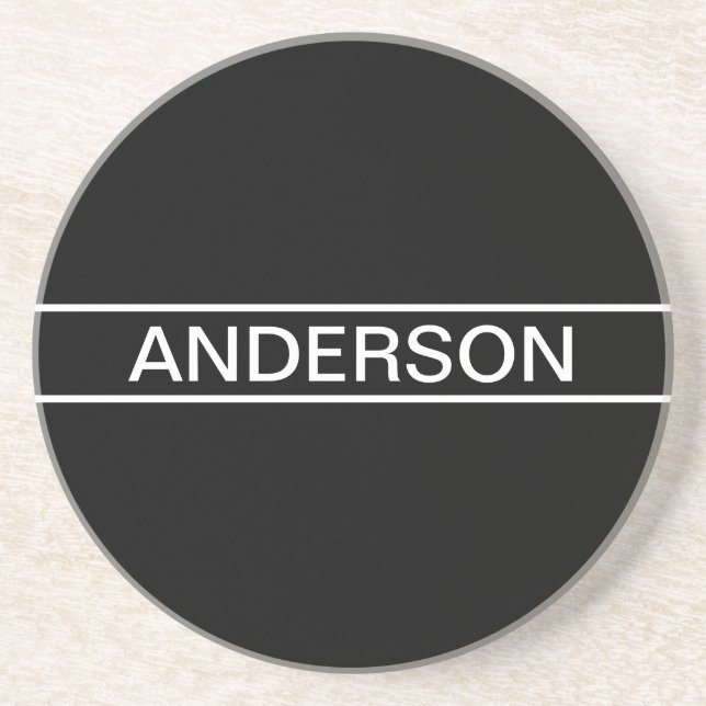 Customisable Text | Bold Modern Black & White Coaster (Front)