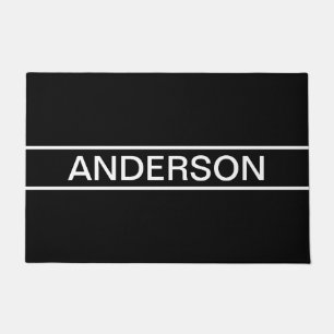 Customisable Text   Bold Modern Black & White Doormat