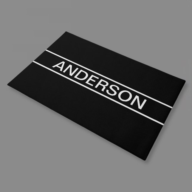 Customisable Text | Bold Modern Black & White Doormat (Creator Uploaded)