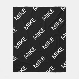 Customisable Text   Bold Modern Black & White Fleece Blanket