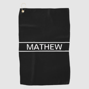 Customisable Text   Bold Modern Black & White Golf Towel