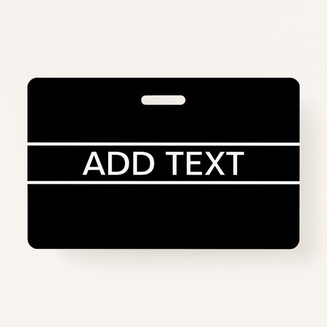 Customisable Text | Bold Modern Black & White ID Badge (Front)