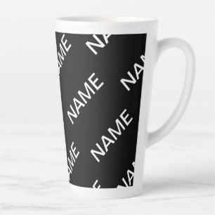 Customisable Text   Bold Modern Black & White Latte Mug