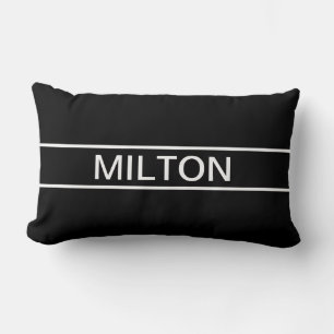 Customisable Text Bold Modern Black & White Lumbar Cushion