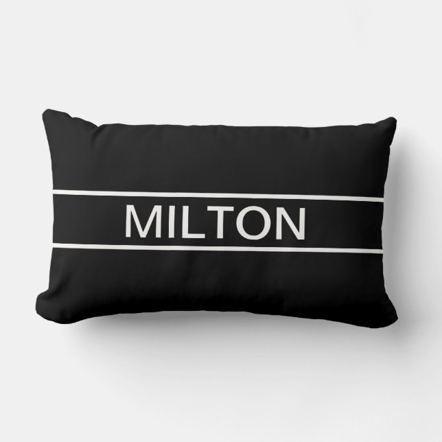 Customisable Text | Bold Modern Black & White Lumbar Cushion (Front)