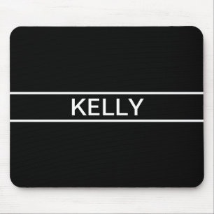 Customisable Text   Bold Modern Black & White Mouse Pad