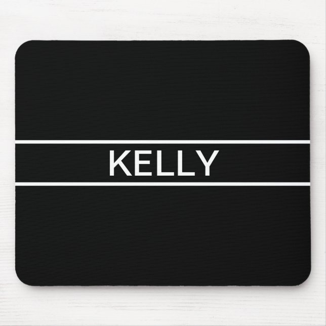 Customisable Text | Bold Modern Black & White Mouse Pad (Front)