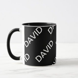 Customisable Text   Bold Modern Black & White Mug