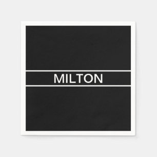 Customisable Text   Bold Modern Black & White Napkin