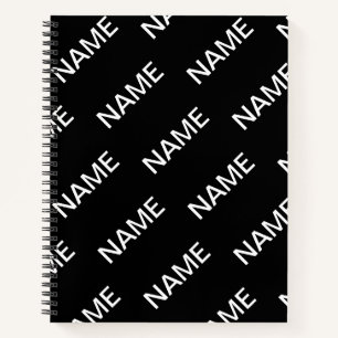 Customisable Text   Bold Modern Black & White Notebook