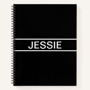 Customisable Text   Bold Modern Black & White Notebook