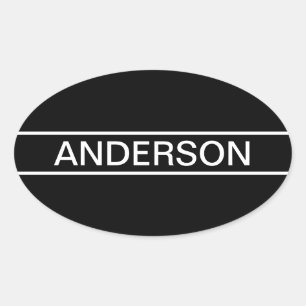 Customisable Text   Bold Modern Black & White Oval Sticker