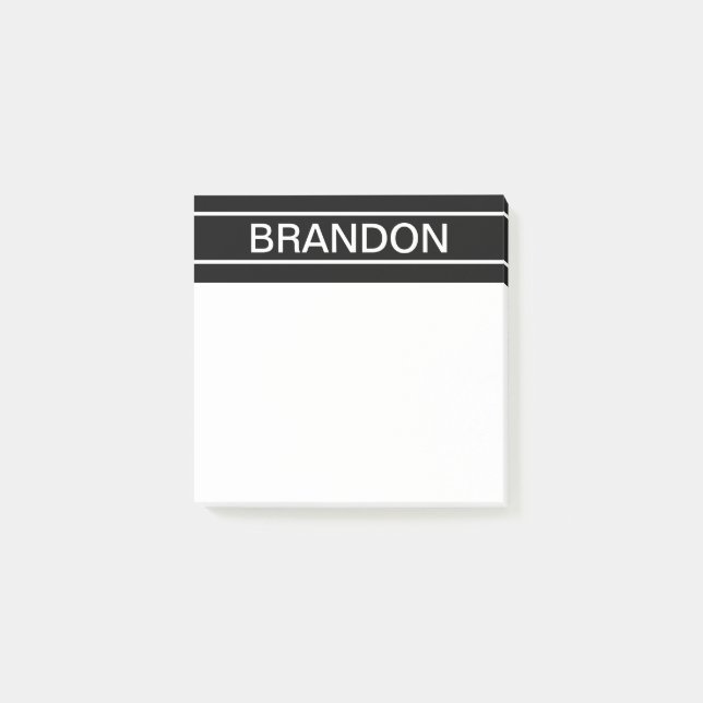 Customisable Text | Bold Modern Black & White Post-it Notes (Front)
