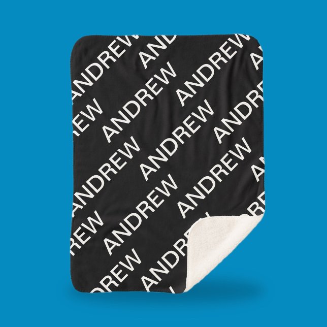 Customisable Text | Bold Modern Black & White Sherpa Blanket (Creator Uploaded)