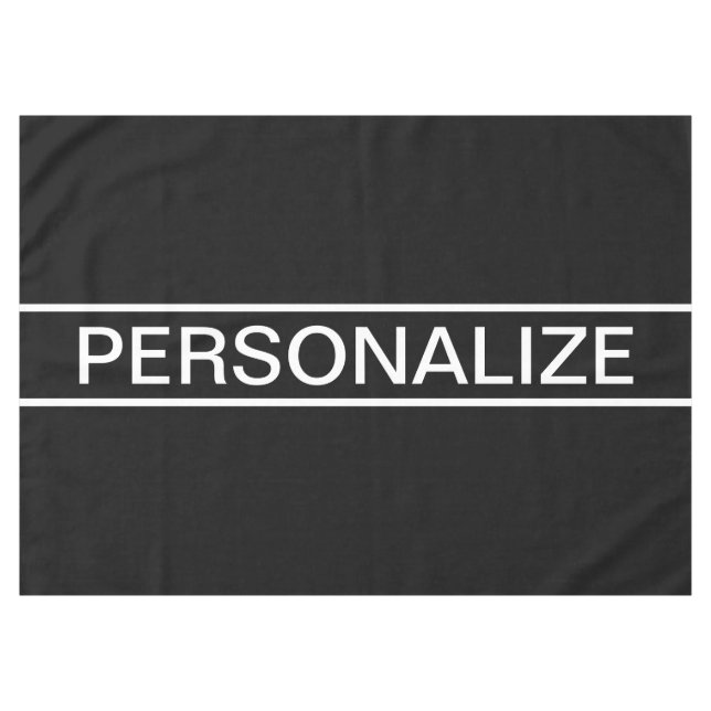 Customisable Text | Bold Modern Black & White Tablecloth (Front (Horizontal))