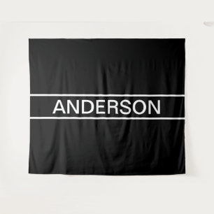 Customisable Text   Bold Modern Black & White Tapestry