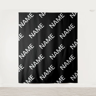 Customisable Text   Bold Modern Black & White Tapestry