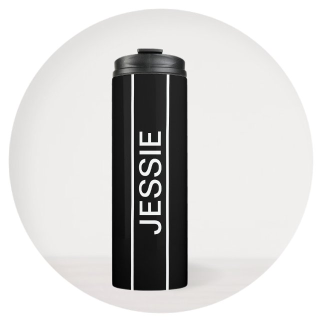 Customisable Text | Bold Modern Black & White Thermal Tumbler (Creator Uploaded)