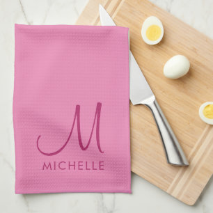 Customisable Text Colour Monogram Initial Name Tea Towel