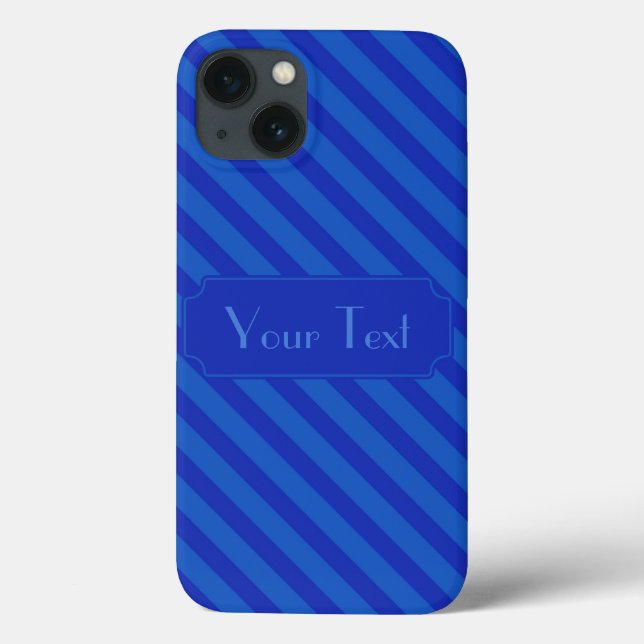 Customisable Text Diagonal dark cobalt blue Stripe Case-Mate iPhone Case (Back)