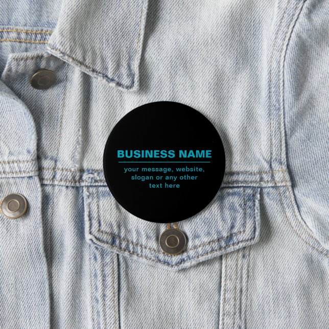 Customisable Text for Business Etc. Editable Black 7.5 Cm Round Badge (In Situ)