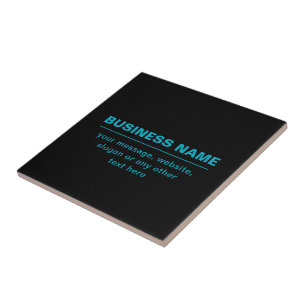 Customisable Text for Business Etc. Editable Black Ceramic Tile