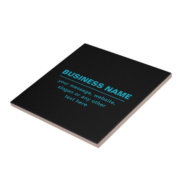 Customisable Text for Business Etc. Editable Black Ceramic Tile (Side)