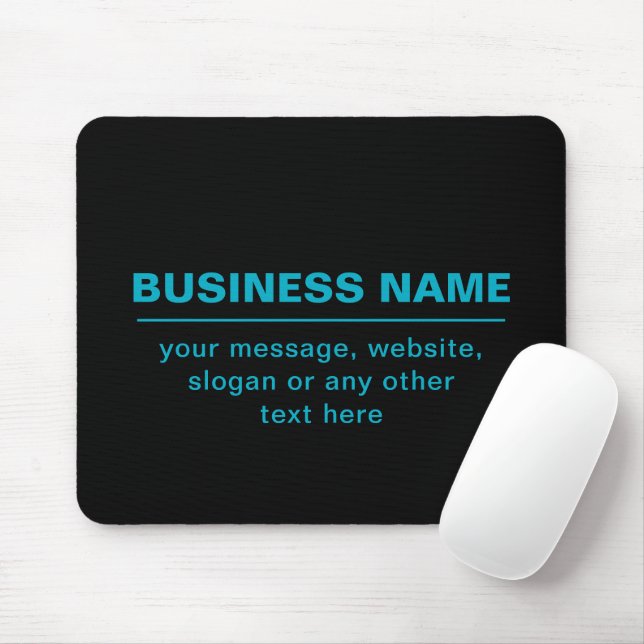 Customisable Text for Business Etc. Editable Black Mouse Pad (With Mouse)