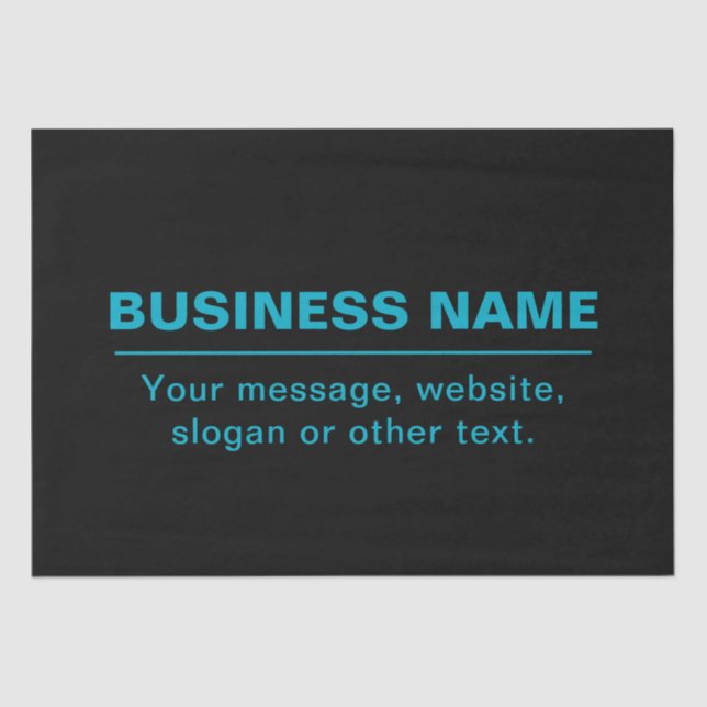 Customisable Text for Business Etc. Editable Black Tissue Paper (Front)