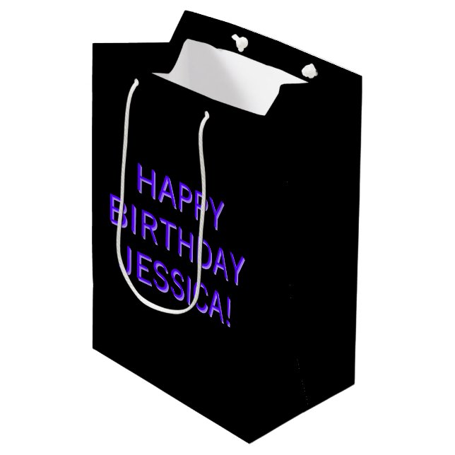 Customisable Text Happy Birthday to Any Name Medium Gift Bag (Front Angled)