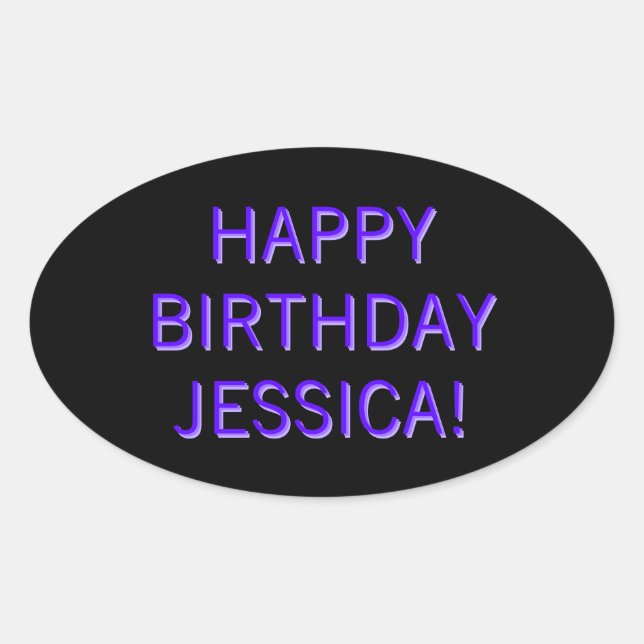 Customisable Text Happy Birthday to Any Name Oval Sticker (Front)