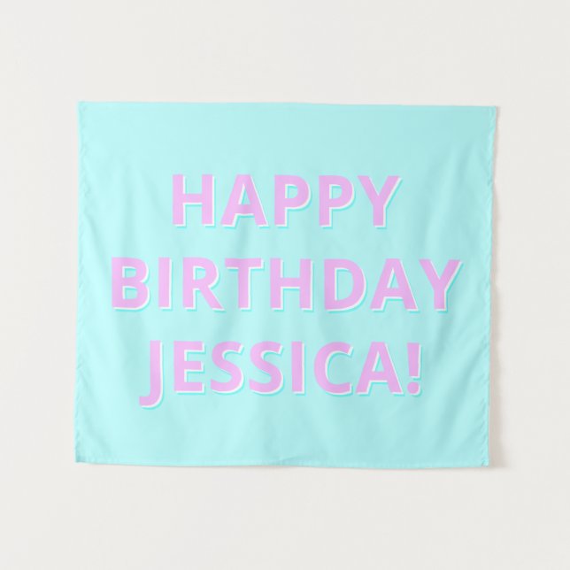 Customisable Text Happy Birthday to Any Name Tapestry (Front (Horizontal))