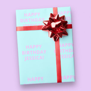 Customisable Text Happy Birthday to Any Name Wrapping Paper