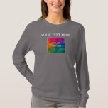 Customisable Text Image Colour Womens Long Sleeve T-Shirt<br><div class="desc">Custom Template Elegant Modern Upload Logo,  Image,  Photo,  Add Text Womens Basic Unisex Sizing Long Sleeve Smoke Grey T-Shirt.</div>